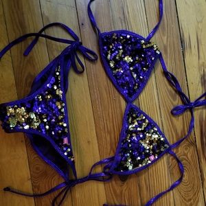 Doll swimwear scrunch bottom sequin bikini